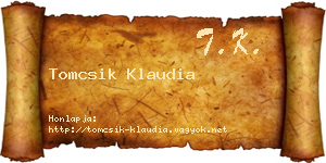 Tomcsik Klaudia névjegykártya